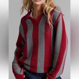 NWT Urban Outfitters Red and Gray V-Neck Sweater